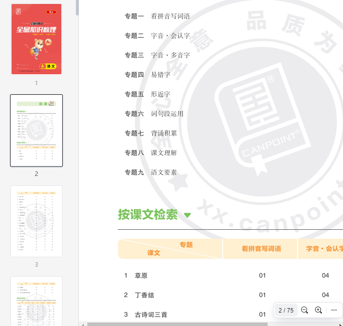 六上语文《全品小复习》知识点整理