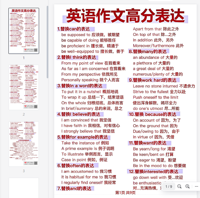 英语作文高分表达