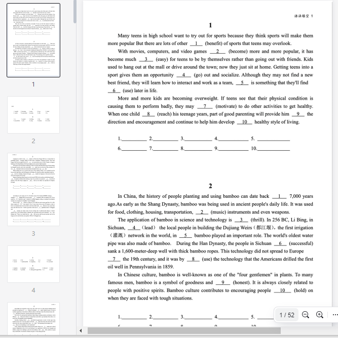 高中英语专项练习-语法填空（附答案）(1)