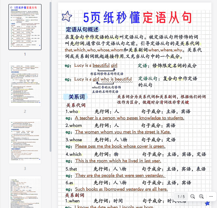 5页纸秒懂定语从句(1)  第1张